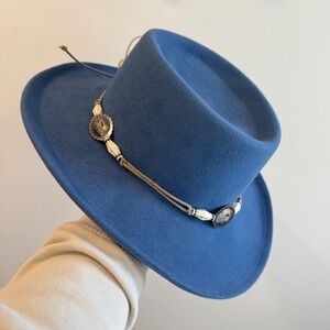 Scala Collection Crushable Wool Felt Concho Cowboy Hat in Blue Small